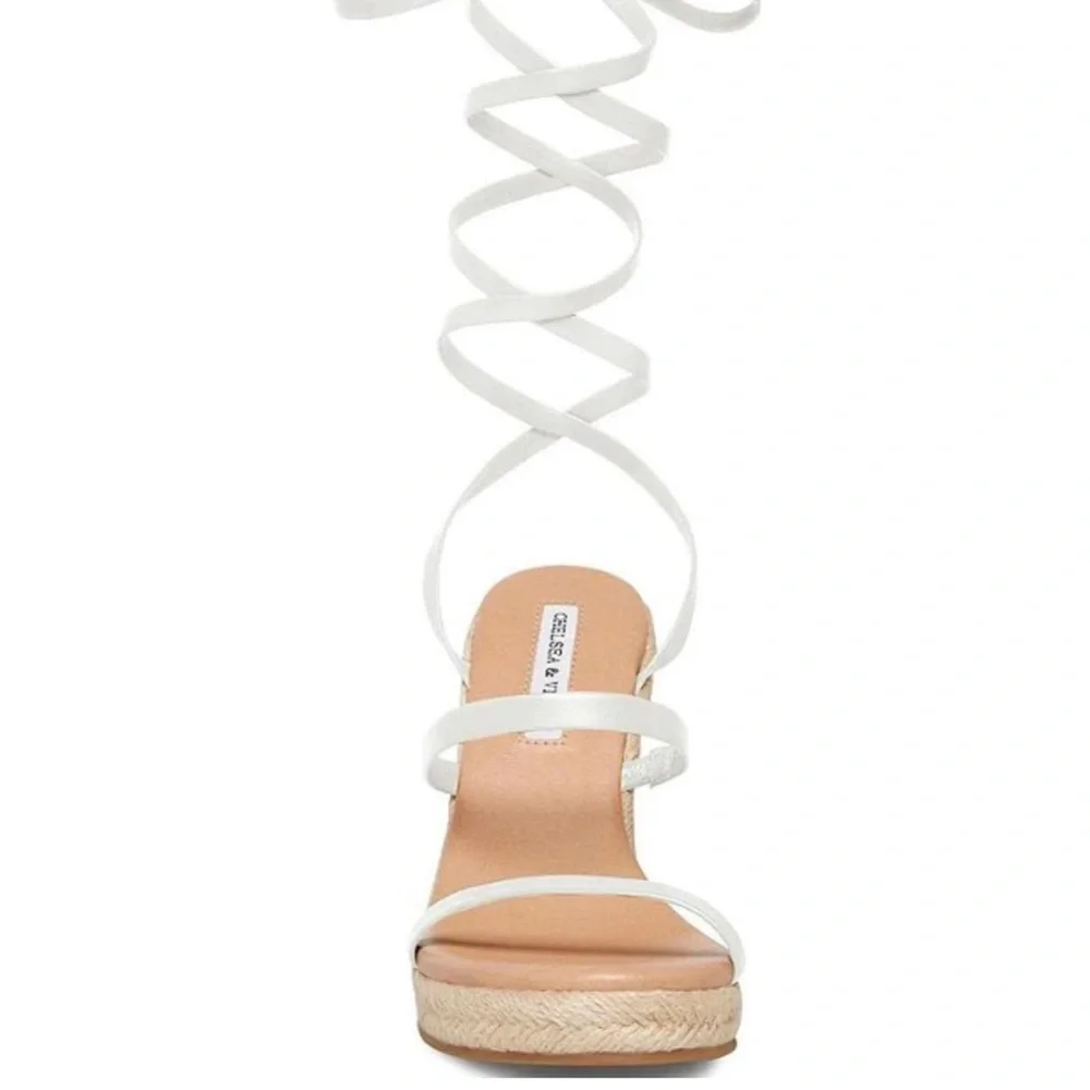 Chelsea and violet. White Wrap Espadrille Wedge  BLACK FRIDAY DEALS